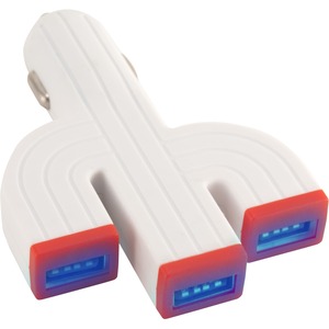 QVS 3-Port 3.1Amp USB LED-Lighted Car Charger for Smartphones and Tablets