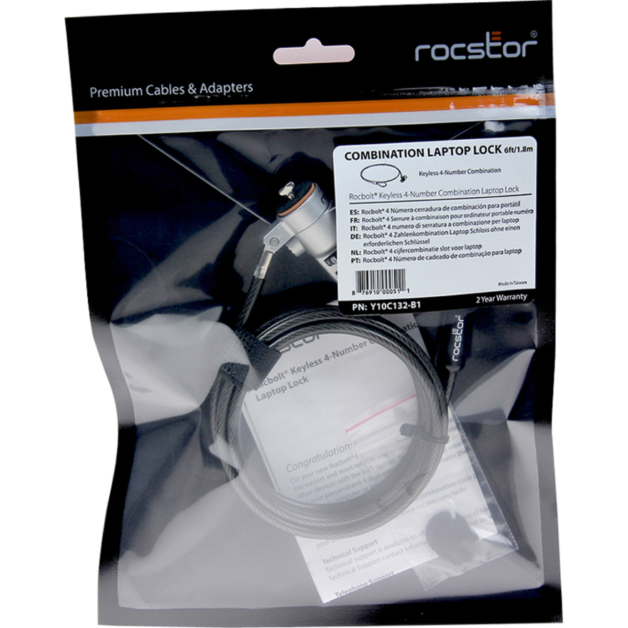 Rocstor Rocbolt Portable Security Cable With Combination Lock