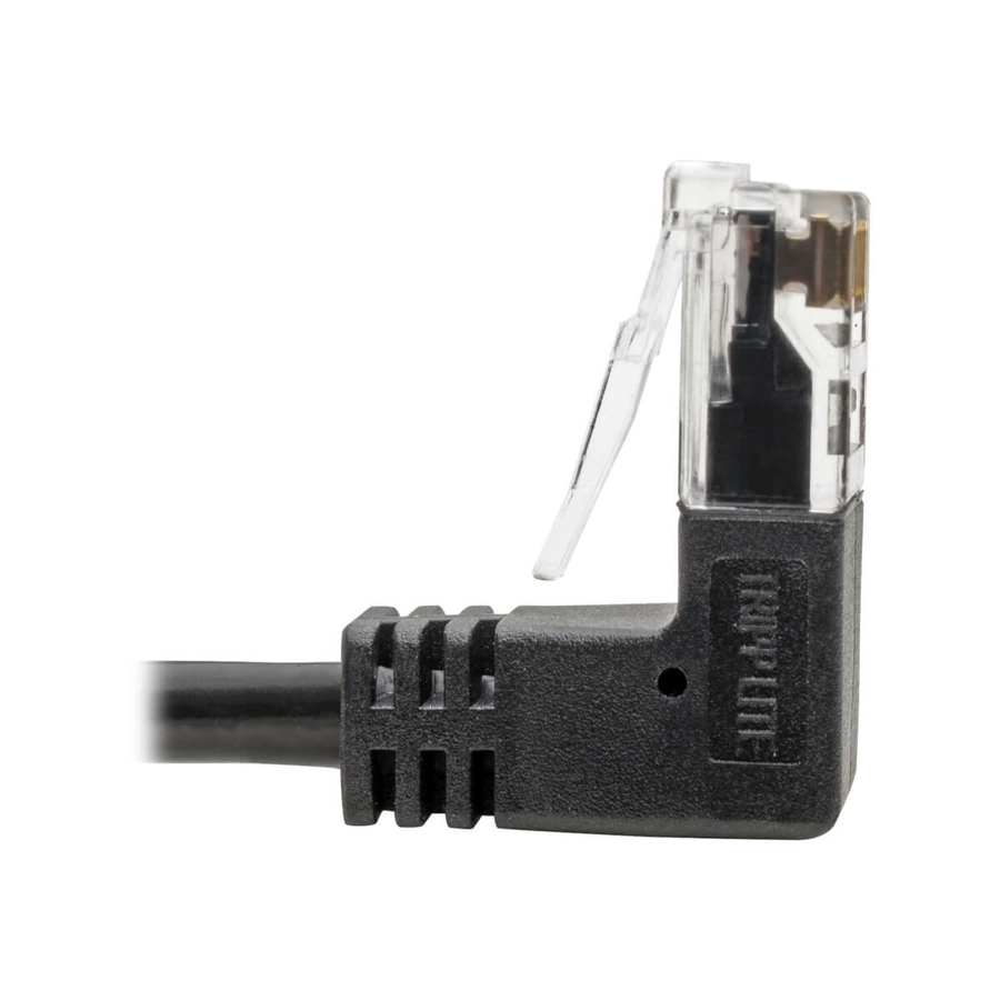 Tripp Lite Right-Angle Cat6 Gigabit Snagless Molded Slim UTP Ethernet Cable (RJ45 M/M) Black 1 ft. (0.31 m)