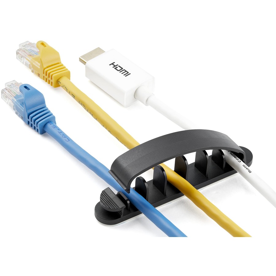 StarTech.com 100 Cable Management Clips - Self Adhesive 6 Slot - Resusable Nylon Desktop USB/Computer Cord Organizer/Clamp/Comb/Holder UL
