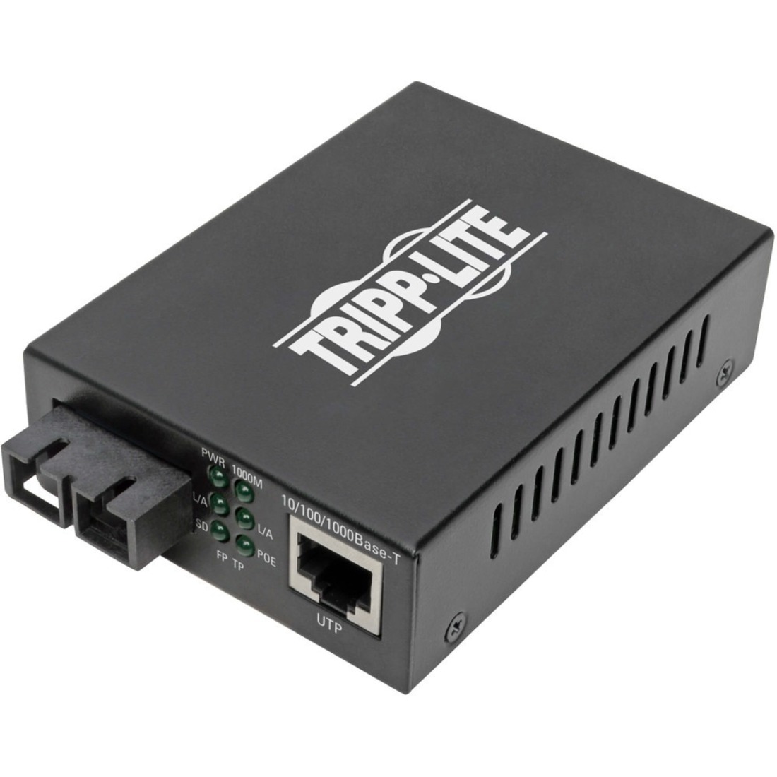 Tripp Lite Gigabit Singlemode Fiber to Ethernet Media Converter POE+ 10/100/1000 SC 1310 nm 20 km (12.4 mi.)