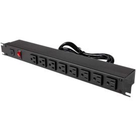 15AMP POWER STRIP WITH 15FT CORD. 8 RECEPTICLES FRONT FACING. NEMA 5-15 PLUS AND