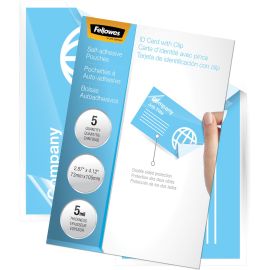 Fellowes Self-Adhesive Pouches - Business Card, 5mil, 5 pack