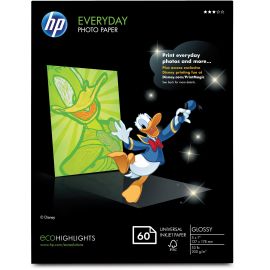 HP EVERYDAY  PHOTO PAPER, GLOSSY, 5X7, BORDERLESS, PROVIDES INSTANT DRY PHOTOS W
