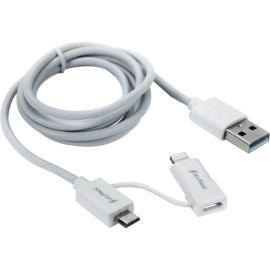 DUAL TIP LIGHTNING /MICROUSB CABLE WHT