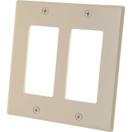 TWO DECORA COMPATIBLE CUTOUT DOUBLE GANG WALL PLATE - IVORY