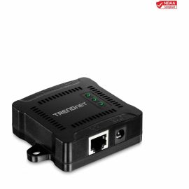 TRENDnet Gigabit PoE Splitter, 1 x Gigabit PoE Input Port, 1 x Gigabit Output Port, Up to 100m (328 ft), Supports 5V, 9V, 12V Devices, 802.3af PoE Compatible, PoE Powered, Black, TPE-104GS