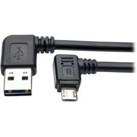 Eaton Tripp Lite Series Micro USB Cable for Charging (M/M) - Reversible Left/Right USB-A to Right-Angle USB Micro-B, Black, 3 ft. (0.91 m)