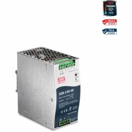 TRENDnet 240W Single Output Industrial DIN-Rail Power Supply, Extreme Operating Temp Range -25 to 70 C(-13 to 158 F) Built-in Active PFC, Passive Cooling, DIN-Rail Mount, Silver, TI-S24048