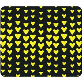 OTM Classic Prints Black Mouse Pad, Falling Yellow Hearts