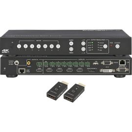 THE KANEXPRO HDSC71D-4K IS A 7-INPUT, 2-MIRRORED (HDMI & HDBASET) OUTPUT PRESENT
