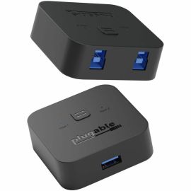 Plugable USB 3.0 Sharing Switch for One-Button Swapping of USB Device or Hub Between Two Computers
