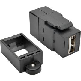 Tripp Lite by Eaton USB 2.0 Keystone Panel Mount Coupler All-in-One F/F USB-A Black