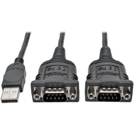 Eaton Tripp Lite Series 2-Port USB to DB9 Serial FTDI Adapter Cable with COM Retention (M/M), 6 ft. (1.83 m)