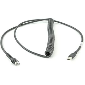 Zebra Cable - Shielded USB: Series A, 9ft. (2.8m), Coiled, BC1.2 (High Current), -30C