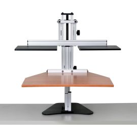 Ergo Desktop Dual Kangaroo Sit and Stand Workstation, Cherry, Fully Assembled