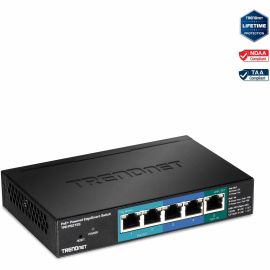 TRENDnet 5-Port Gigabit PoE+ Powered EdgeSmart Switch With PoE Pass Through, 18W PoE Budget, 10Gbps Switching Capacity, Managed Switch, Wall-Mountable, Lifetime Protection, Black, TPE-P521ES