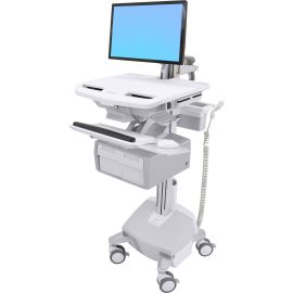 Ergotron StyleView Electric Lift Cart with LCD Arm, LiFe Powered, 2 Tall Drawers (2x1)