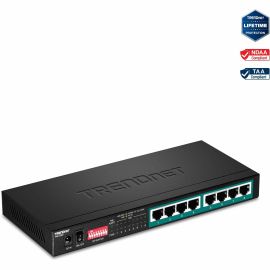 TRENDnet 8-Port Gigabit Long Range Poe+ Switch; TPE-LG80;65W Poe Budget; Ethernet/Network Switch; Long-Range Poe+ Extends Range Up to 200M (656 ft.); 16 Gbps Switching Capacity; Lifetime Protection