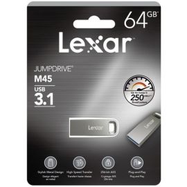 LEXAR 64GB JUMPDRIVE,M45,USB 3.1 SLVR