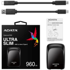 Adata SC680 960 GB Portable Solid State Drive - External - Black