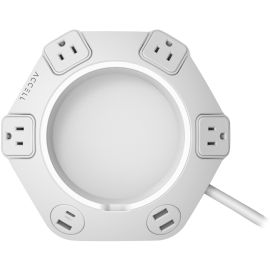 Accell Power Dot Office, White, 4 AC outlets, 3 USB-A and 1 USB-C Charging Ports, 8ft cord