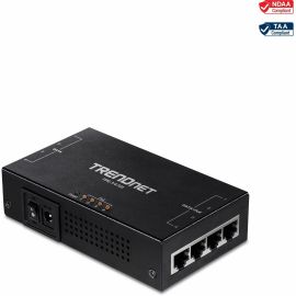 TRENDnet 65W 4-Port Gigabit PoE+ Injector, TPE-147GI, 4 x Gigabit Ports(Data in), 4 x gigabit PoE Ports(Data + PoE Out), Multi-Port PoE+ Injector up to 100m(328 ft.), Add PoE+ Power to Non-PoE Switch