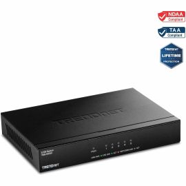 TRENDnet 5-Port Unmanaged 2.5G Switch, 5 x 2.5GBASE-T Ports, TEG-S350, 25Gbps Switching Capacity, Fanless, Wall Mountable, Black