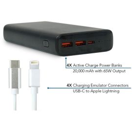 ADAPT4 ACTIVE CHARGE UPGRADE WITH APPLE LIGHTNING CONNECTORS - 4X 20,000 MAH ACT