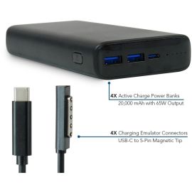 ADAPT4 ACTIVE CHARGE UPGRADE WITH MICROSOFT SURFACE CONNECTORS - 4X 20,000 MAH A