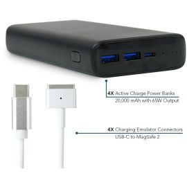 ADAPT4 ACTIVE CHARGE UPGRADE WITH APPLE MACBOOK CONNECTORS - 4X 20,000 MAH ACTIV