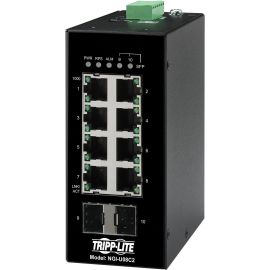 Tripp Lite by Eaton 8-Port Unmanaged Industrial Gigabit Ethernet Switch 10/100/1000 Mbps 2 GbE SFP Slots -40 to 75C DIN Mount - TAA Compliant