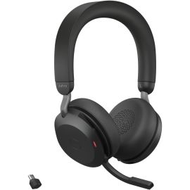Jabra Evolve2 75 Wireless On-ear Stereo Headset - USB-C - Unified Communication - Black - Binaural - Ear-cup - 3000 cm - Bluetooth - 20 Hz to 20 kHz - MEMS Technology Microphone - Noise Cancelling