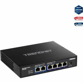 TRENDnet 6-Port 10G Switch, 4 x 2.5G RJ-45 Base-T Ports, 2 x 10G RJ-45 Ports, 60Gbps Switching Capacity, Wall Mountable, 10 Gigabit Network Connections, Lifetime Protection, Black, TEG-S762