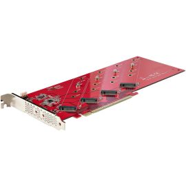 StarTech.com Quad M.2 PCIe Adapter Card, x16 Quad NVMe or AHCI M.2 SSD to PCI Express 4.0, Up to 7.8GBps/Drive, For 2242/2260/2280/22110mm PCIe M-Key M2 SSDs, Bifurcation Required - PC/Linux Compatible