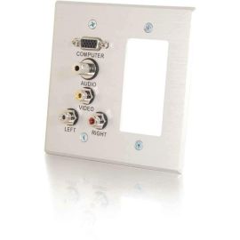 DOUBLE GANG HD15 + 3.5MM + RCA AUDIO/VIDEO + DECORA-STYLE CUT-OUT WALL PLATE - B