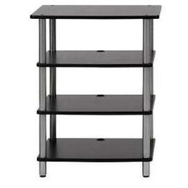 ACCURATE SERIES 4 SHELF AUDIO COMPONENT STAND, 33IN HEIGHT, BLACK & SILVER