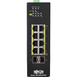 Tripp Lite by Eaton 8-Port Lite Managed Industrial Gigabit Ethernet Switch - 10/100/1000 Mbps, PoE+ 30W, 2 GbE SFP Slots, -10 to 60C, DIN Mount - TAA Compliant