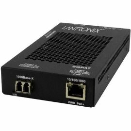 10/100/1000 POE+ RJ-45 TO 1000BASE-SX MM LC MEDIA CONVERTER WITH -BR PS