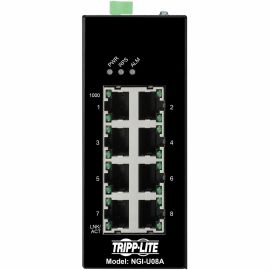 Tripp Lite by Eaton 8-Port Unmanaged Industrial Gigabit Ethernet Switch - 10/100/1000 Mbps, Ruggedized, -40 to 75C, EIP QoS, DIN Mount - TAA Compliant