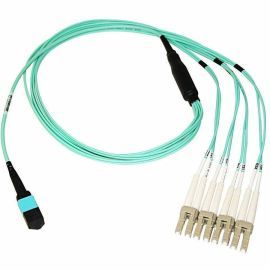 Axiom MPO Female to 4 LC Multimode OM4 50/125 Fiber Breakout Cable 12m - TAA Compliant