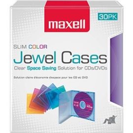 Maxell Jewel Cases Slim Line - Color (30 Pack)