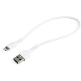StarTech.com 12inch/30cm Durable White USB-A to Lightning Cable, Rugged Heavy Duty Charging/Sync Cable for Apple iPhone/iPad MFi Certified