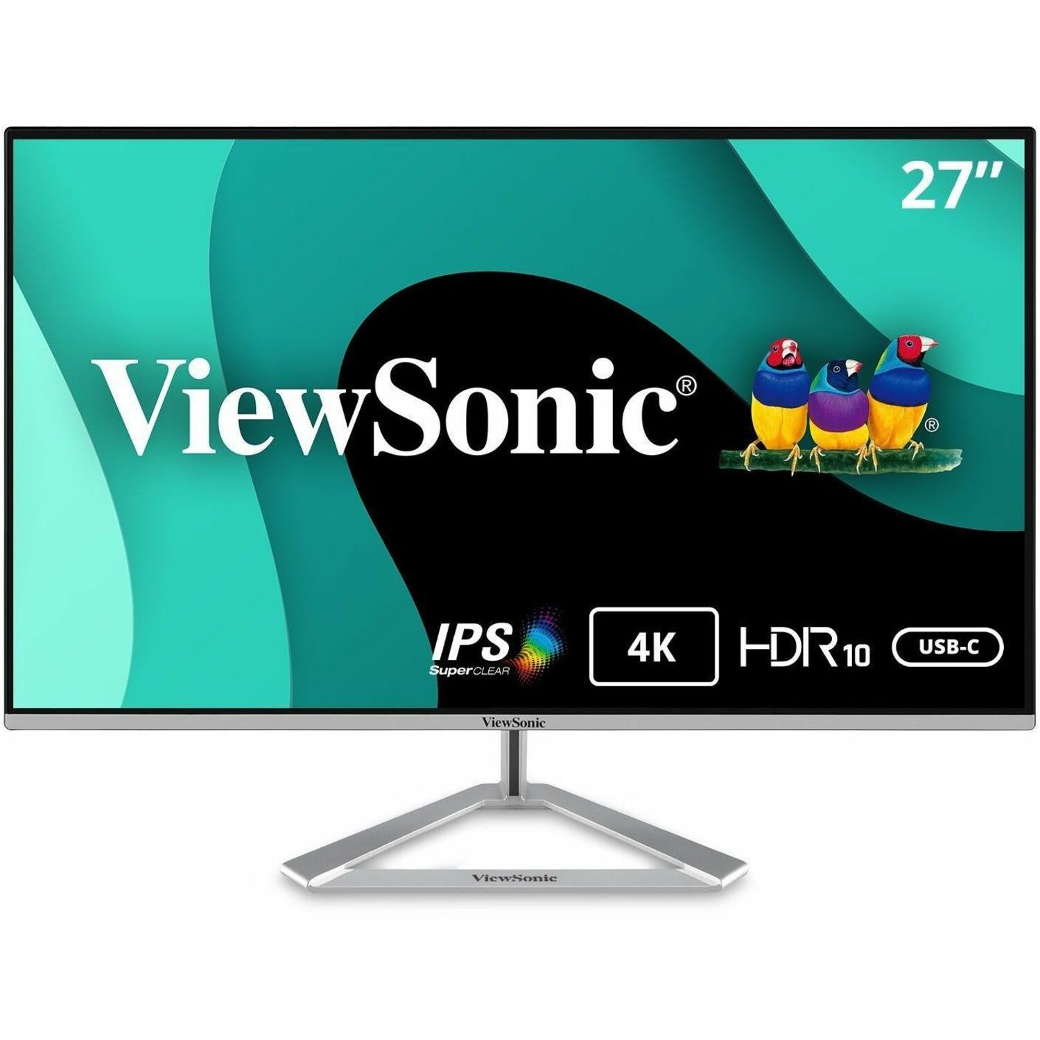 ViewSonic VX2776-4K-MHDU 27 Inch 4K IPS Monitor with Ultra HD Resolution, 65W USB C, HDR10 Content Support, Thin Bezels, HDMI and DisplayPort