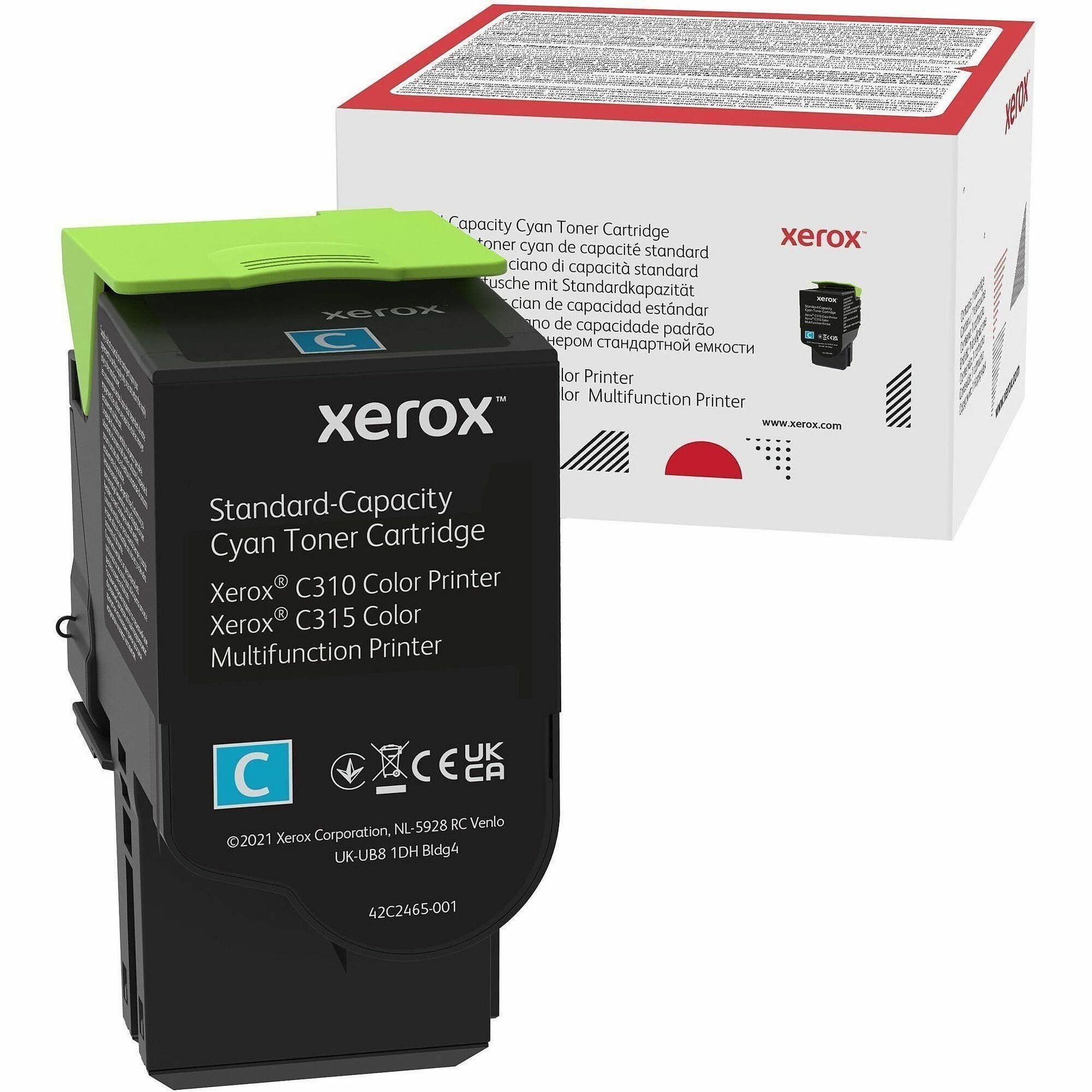 Xerox Genuine Xerox&reg; C310 Color Printer/ C315 Color Multifunction Printer Cyan Standard capacity Toner Cartridge (2000 Pages) - 006R04357
