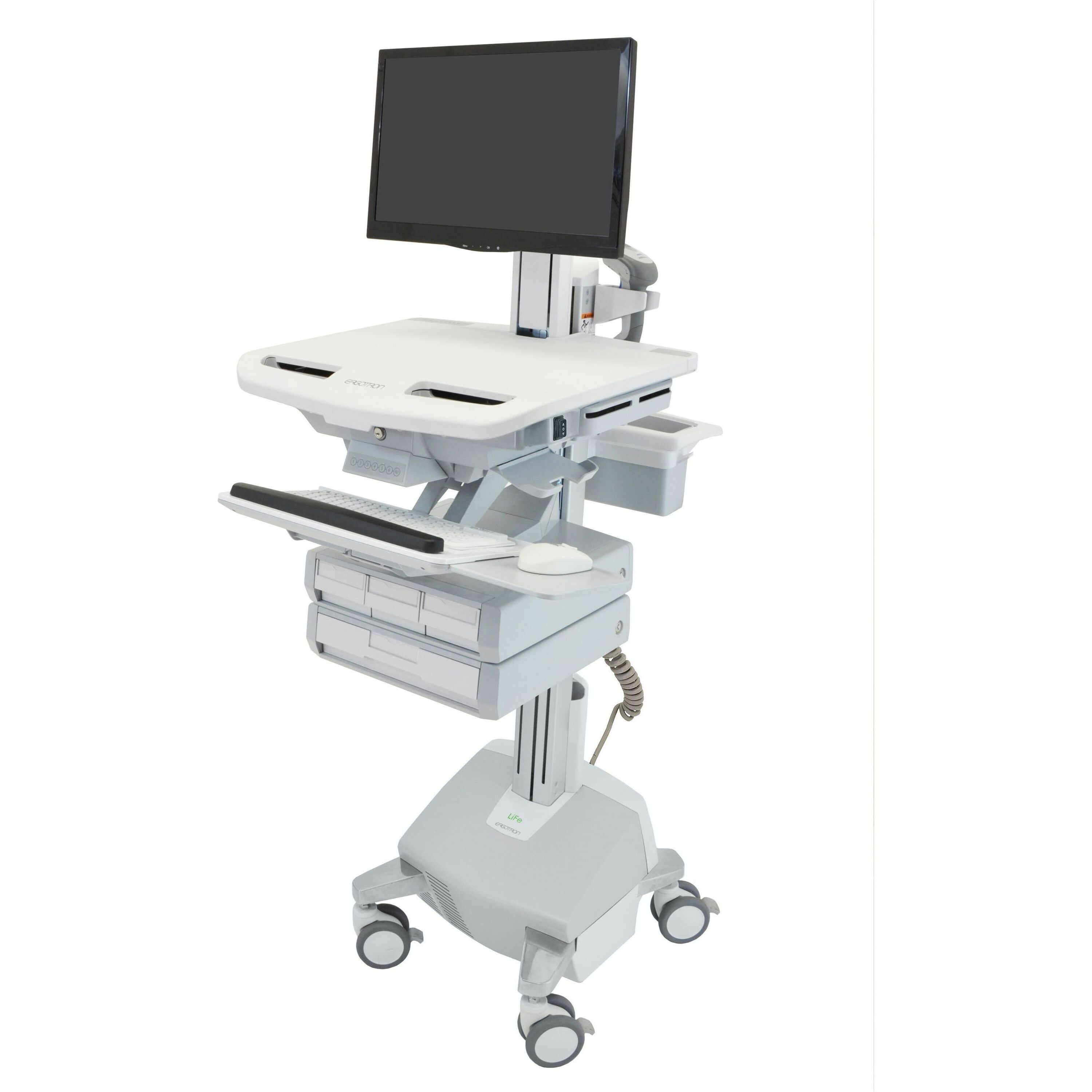 Ergotron StyleView Electric Lift Cart with Pivot, LiFe Powered, 4 Drawers (3x1+1)