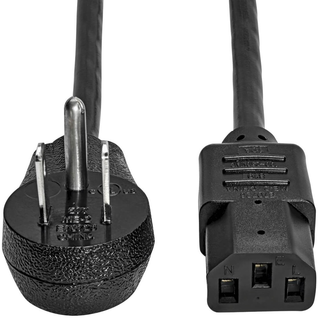 Tripp Lite Computer Power Cord Right-Angle 5-15P to C13 15A 125V 14AWG 2ft